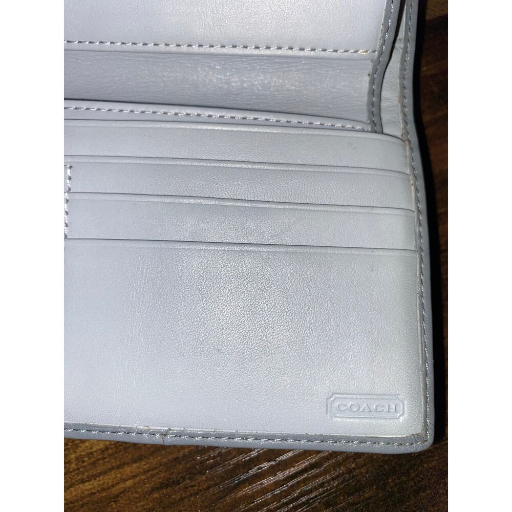 Coach Gray Leather Checkbook Wallet Snap Closure Silver Hardware GUC - Picture 8 of 11